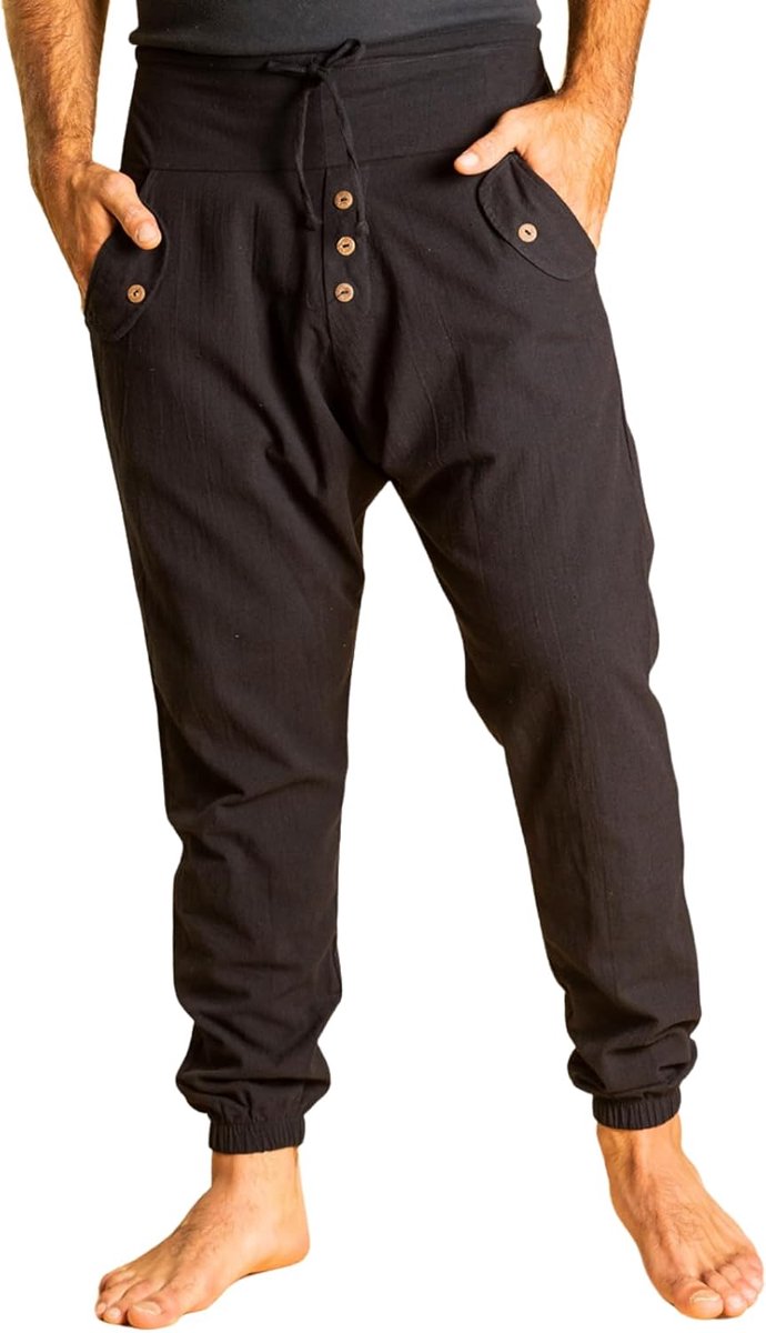 Harembroek voor heren en dames - 100% katoen - comfortabele pasvorm met trekkoord - ideale zomerbroek - SnelShoppen