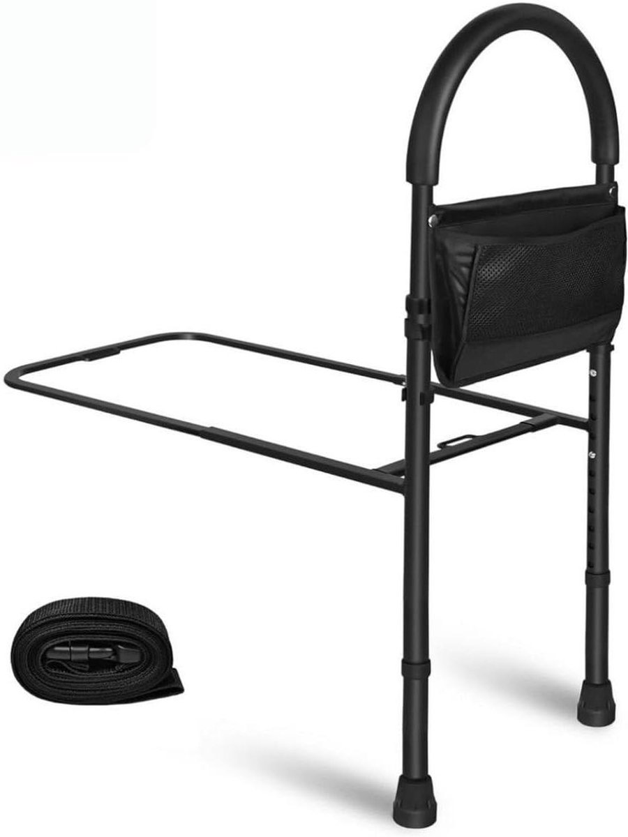 Bedbeugel - Bedrek Bedsteun - Veilig uit bed stappen - Verstelbare lengte - 113 x 37 x 70 cm - Grijs