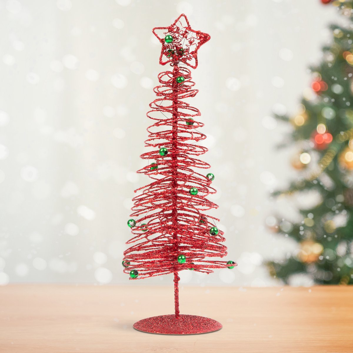 Kerst, glitter, metalen kerstboom - 28 cm - rood 1 Stuks [58622A]