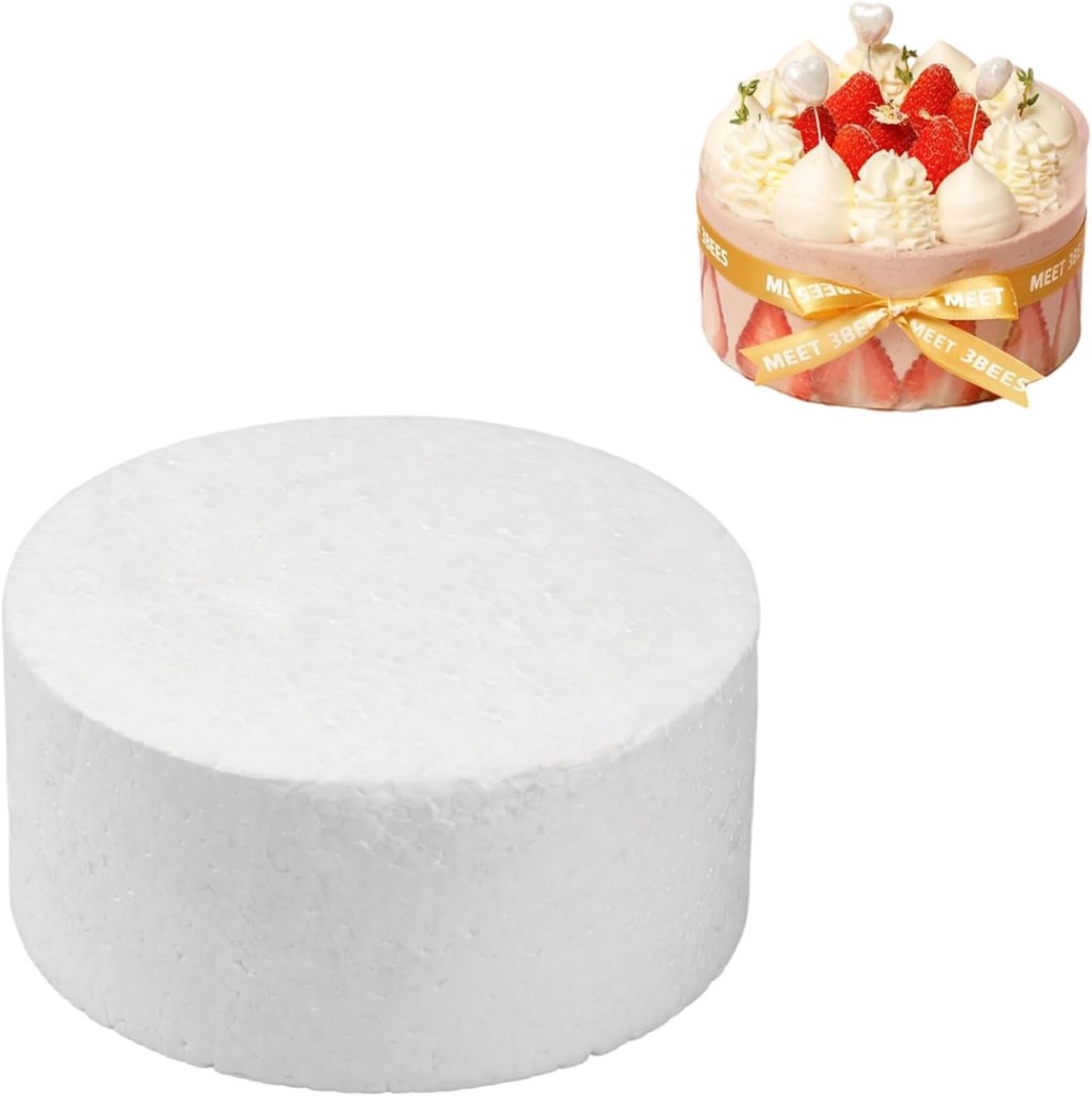 Cakemodel van nepschuim, ronde cakebasis van schuim, dummycakes, polystyreentaart, dummy taarttopper, diameter 10/15 cm, hoogte 7 cm, voor kunst (wit, 6 inch)