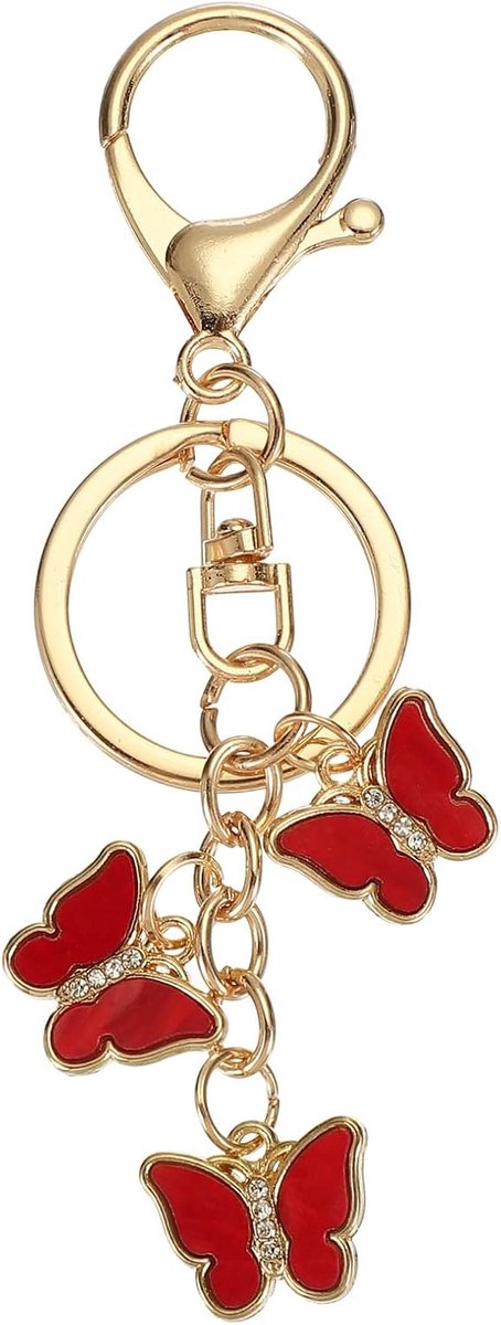 vlinder hanger, geëmailleerde sleutelhanger schattige vlinder hanger sleutelhanger tas accessoires auto ring hanger voor handtas sleutels, rood