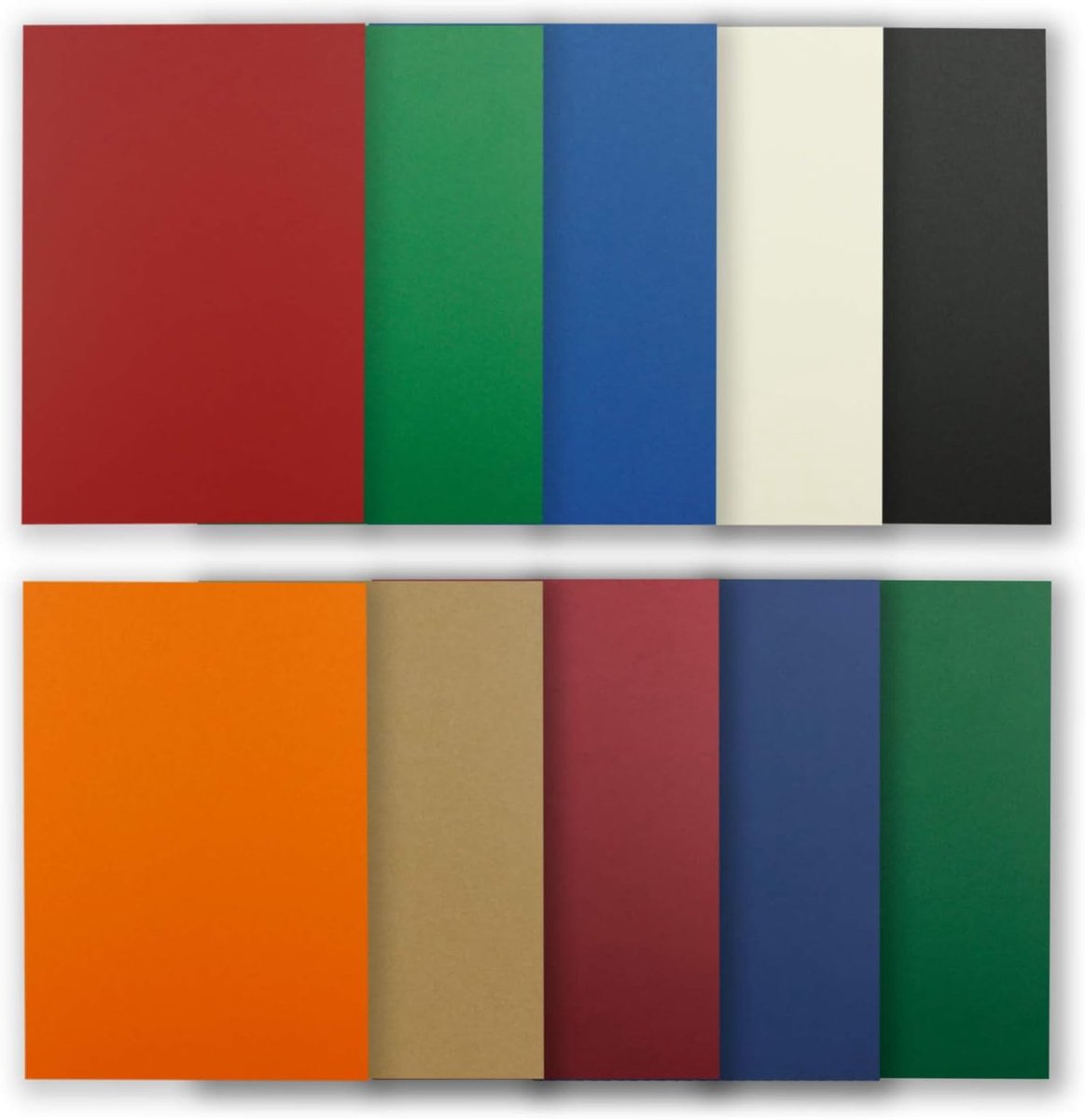 50 vellen gekleurd karton, DIN A4, kleurrijk, 10 kleuren, donker, 240 g/m² dik knutselkarton, 21,0 x 29,7 cm, karton, om te knutselen, voor fotoalbum, menukaart, bedrukbaar, doe-het-zelf, creatief