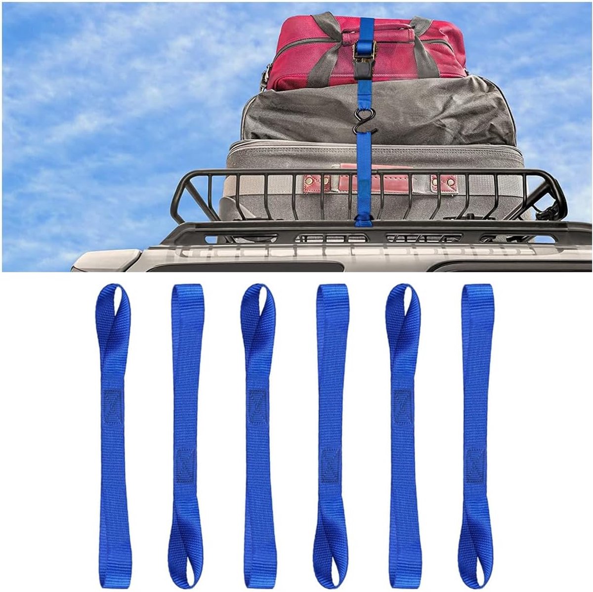 Spanbanden voor motorfiets, zachte sjorgespen, lus tie down bandjes met ratel, voor veilig slepen van motorfietsen (blauw)