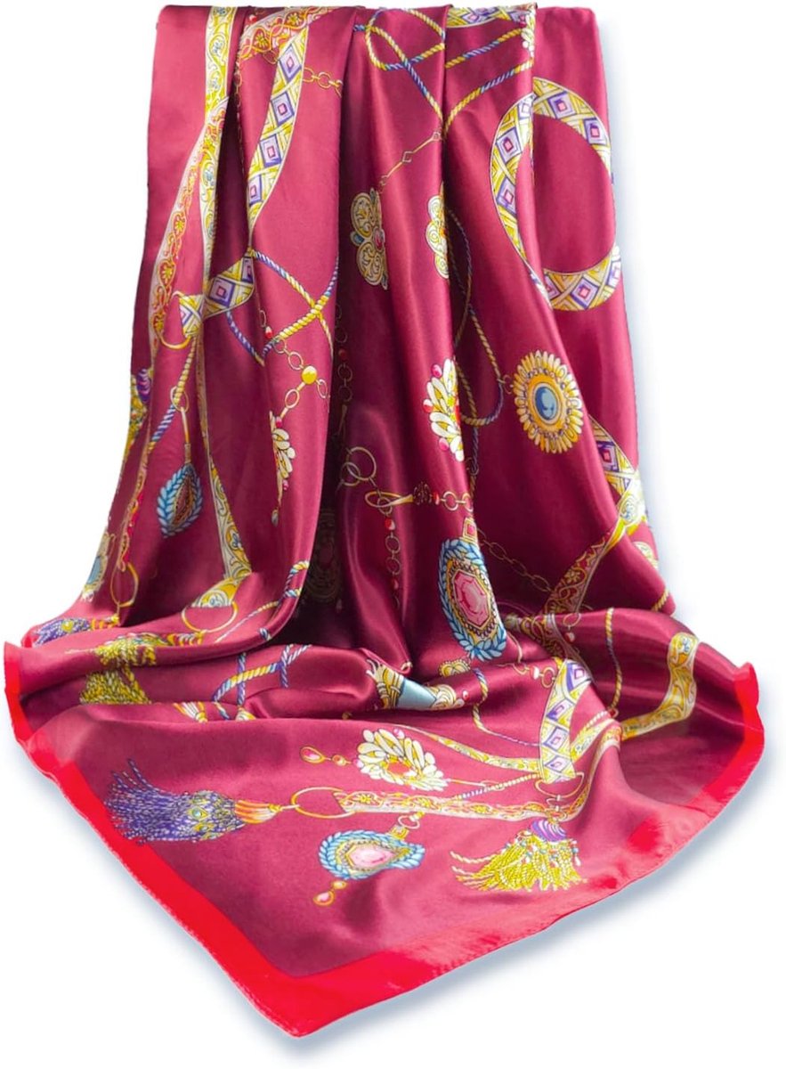 sjaal voor dames, elegante 90 x 90 cm zijden doek voor het haar, halsdoek voor dames, elegante satijnen doek, halsdoek, bandana, hoofddoek,