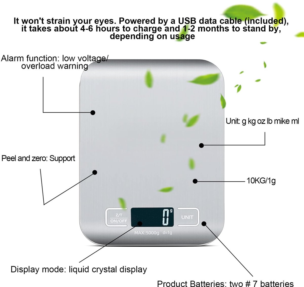 Digitale keukenweegschaal 10 kg/1 g - USB-oplaadbaar - LCD-display - Ideaal voor nauwkeurig wegen - SnelShoppen
