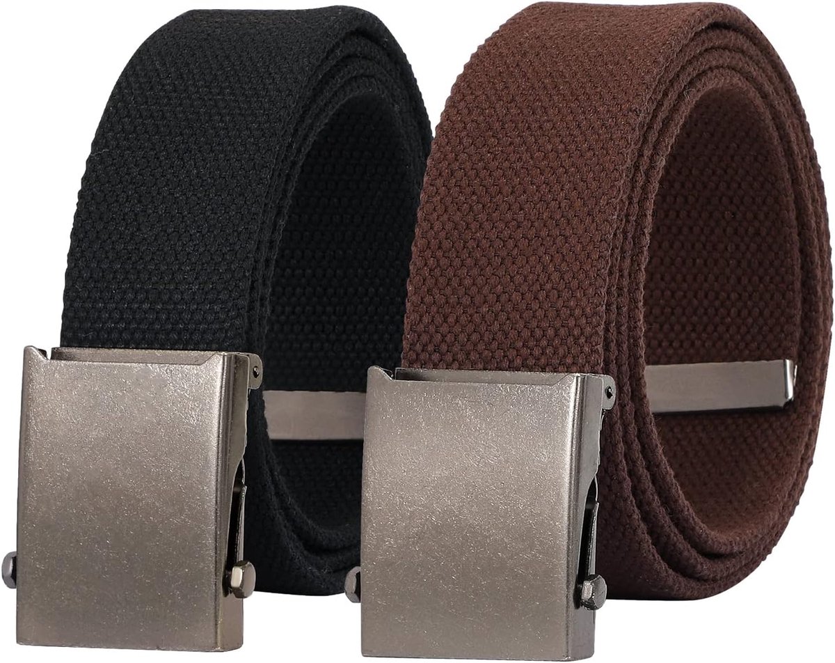 Canvas geweven riem voor heren, verstelbare stof, militaire riem met metalen gesp, 3,8 cm breed