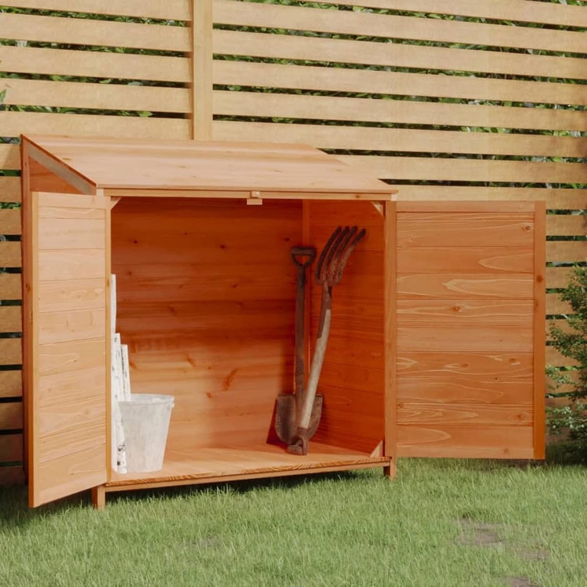 Bruin, 102 x 52 x 112 cm, massief hout, sparren, tuinschuur, gereedschapsschuur, tuinhuisje, tuinhuisje, tuinhuisje, 152185