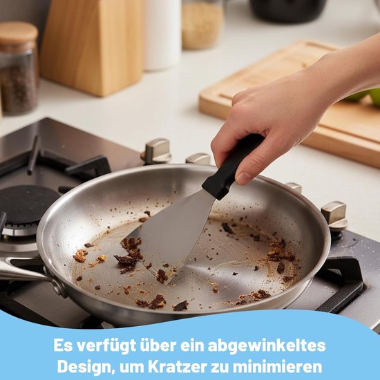 Driehoekige spatel, grillspatel, lemmet van roestvrij staal met handgreep, 12 x 12 cm, voor pizza, keuken en BBQ, spatel en deegschraper — afbeelding 2