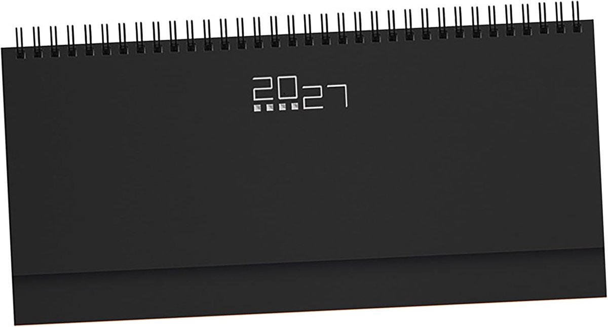 Professionele Bureau Weekplanner 2027, Agenda 128 Pagina's, Meertalig, Soft-Touch Rubberen Omslag, Inclusief Adresboek, 30x14 cm, Klassiek Zwart