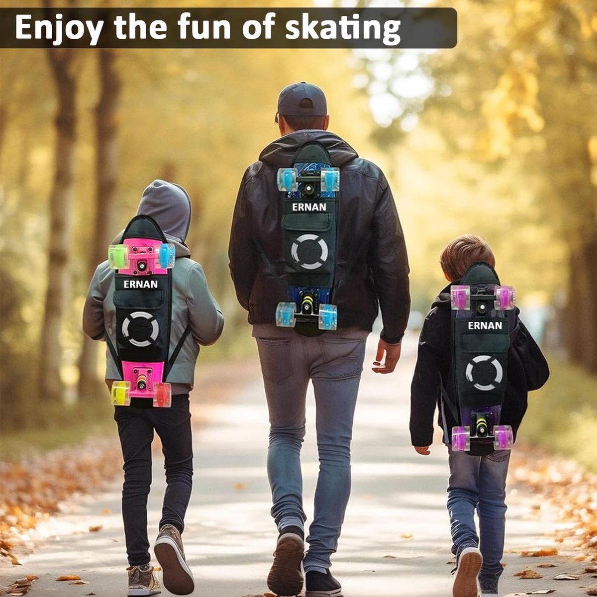 Skateboards voor kinderen, Cruiser Skateboard, Skateboards voor kinderen, tieners, volwassenen en beginners, PU LED knipperende wielen met All-in-One Skate T-Tool