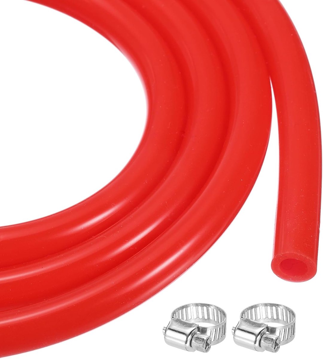 Slang van siliconenrubber, 4,8 mm x 8 mm, flexibel, voor bier, wijn, sifon, 3/16 inch (3/16 inch) ID 5/16 inch OD, met 2 rode kabelbinders