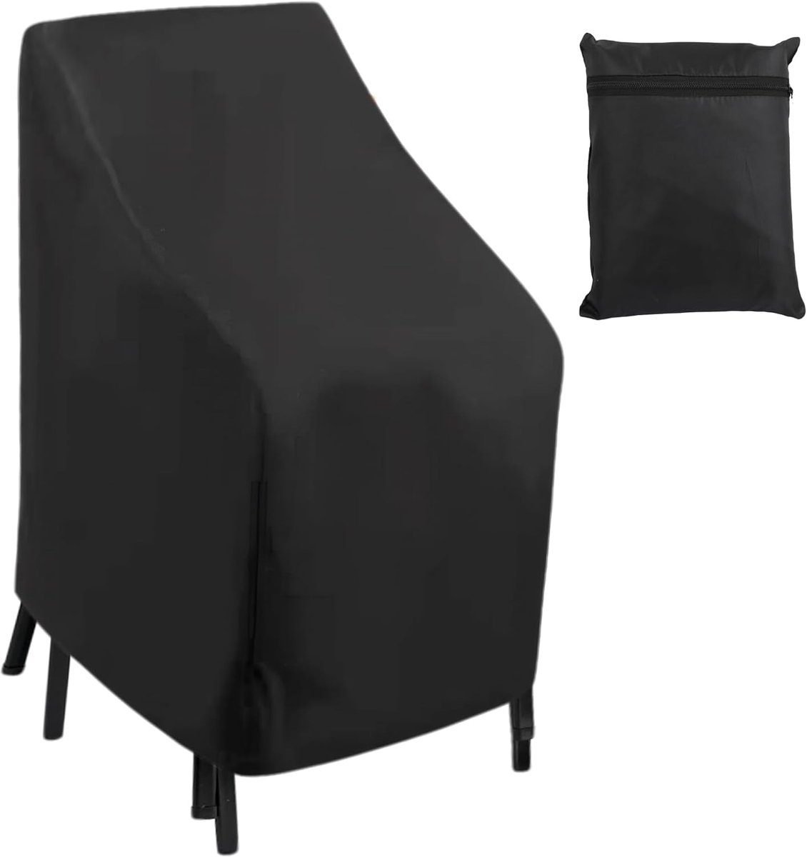 tuinmeubelhoezen, waterdicht, winddicht, uv-bescherming met zakje, Oxford-stof, bootstoelhoes voor buiten, terras, tuin (zwart, 114 x 85 x 65 cm)