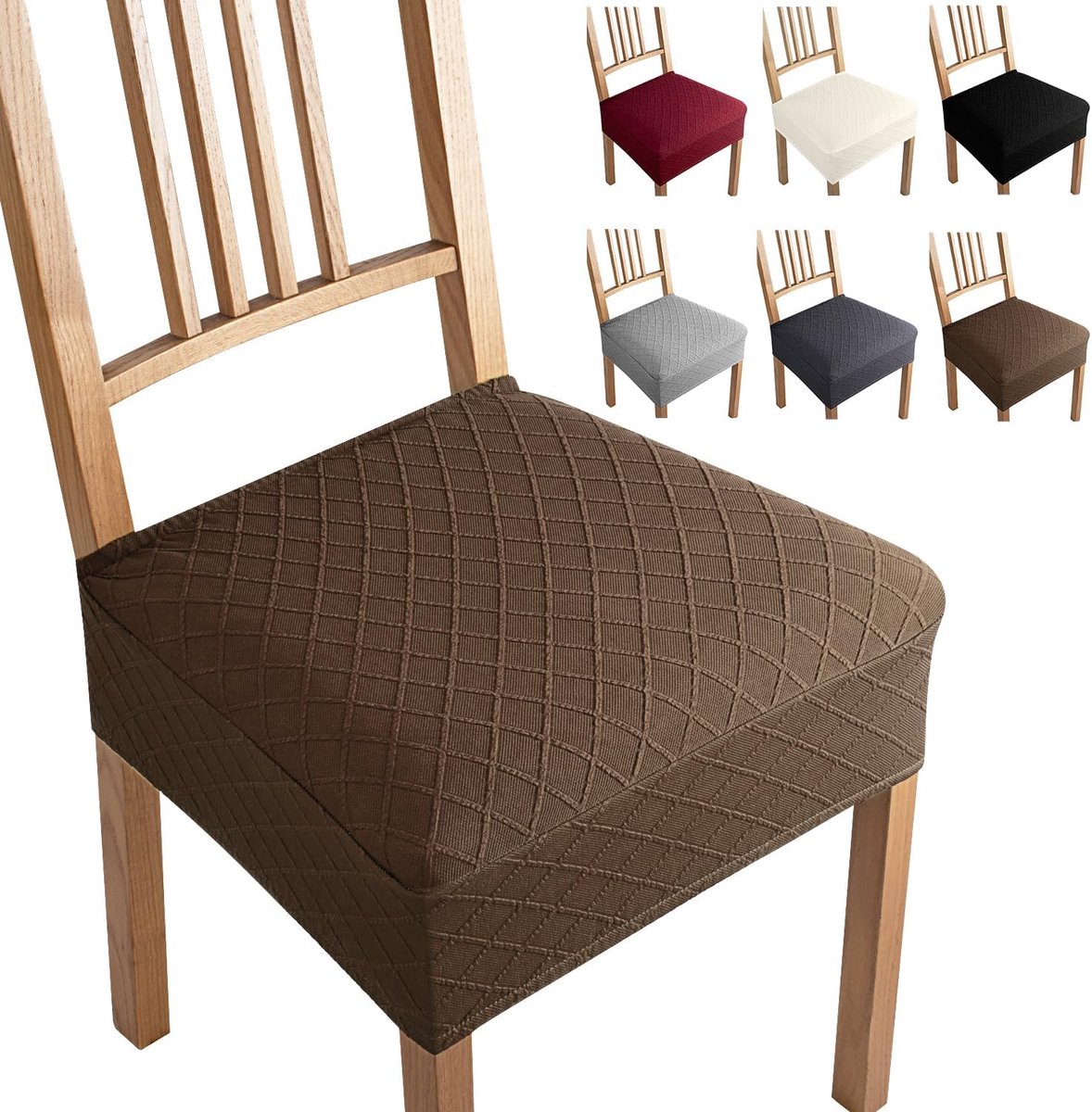 Eetstoelhoezen Moderne Eetkamerstoelhoes Universele Stretch Stoelhoes Afneembare Beschermhoes Wasbaar Stoelafdekking voor Hotel Keuken Decoratie (Bruin,4 Stuks-B)