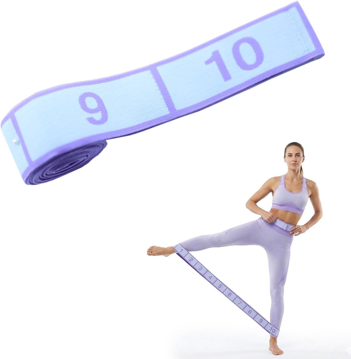 1 stuk elastische weerstandsbanden, elastische fitnessbanden voor fitness yoga stretching band met 10 lussen, genummerde rubberen band voor ritmische gymnastiek, yoga stretching band