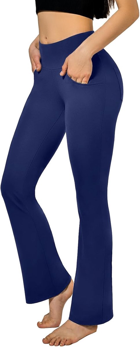 Yoga Dames Bootcut Flare Broek Yoga Leggings Hoge Taille,met zakken, Opaque, Sportbroek, Fitness, Casual