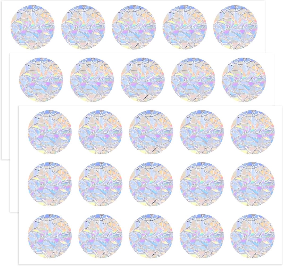 75 stuks vogelbeschermingsstickers voor ramen, prisma-raamstickers voor stickers, vogelbescherming, raam, zonnecatcher stickers dat vogels in het raam vliegen, cirkelstijl
