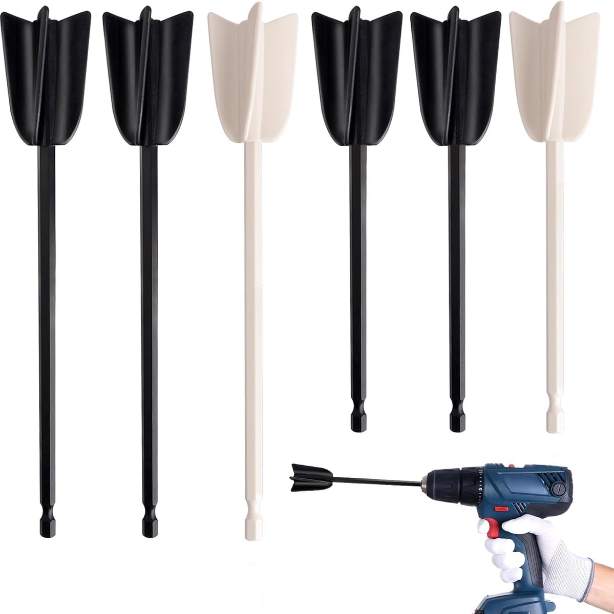 6 stuks epoxyhars-roerder, mengpeddel voor 1/4 boorpeddels, epoxyhars, verfroerder, 16,5/22 cm, herbruikbare verfmixer, epoxymixer voor epoxyverf, siliconen, mengen, schilderen, keramisch