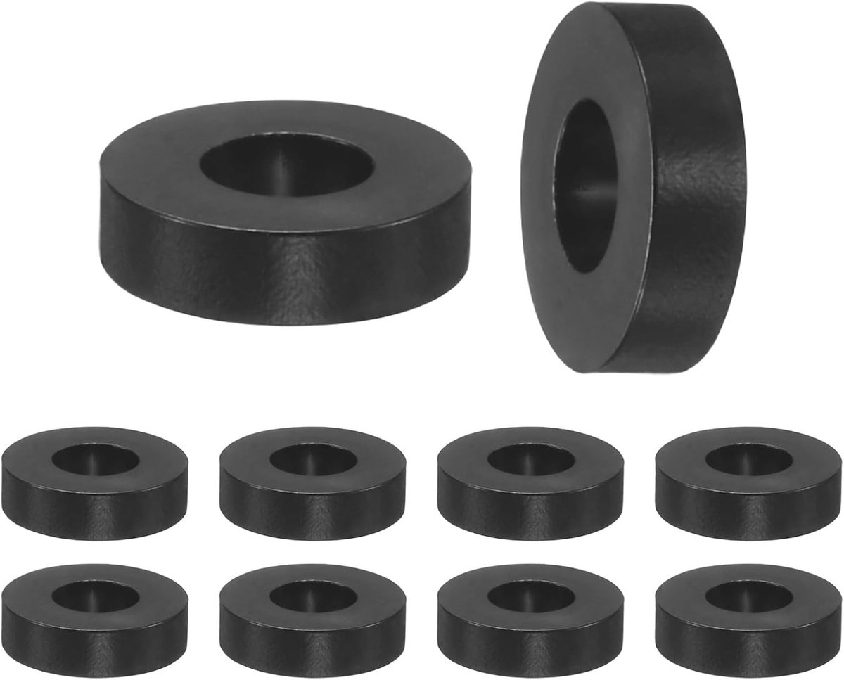 METERXITY Set van 100 nylon ringen, 3,2 mm ID 7 mm OD 2 mm lengte ronde plastic afstandhouder afstandhouder niet-schroefdraad voor M3 schroeven/bouten/stopcontact/schakelaarhouder [zwart]