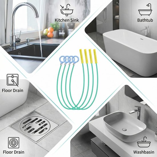 3-pack 130 cm afvoerreiniger spiraal, anti-breuk staal nylon gecoate afvoerslang, flexibele pijpreinigingssticks haarvanger voor keuken, badkamer en rioolblokkades — afbeelding 2