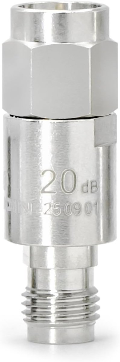 12,4 GHz 20 dB RF coaxiale dempingsapparaat, 2 W 50 Ohm SMA stekker naar bus, RF coaxiale SMA Attenuator vaste dempingsregelaar 5 stuks koperen dempingsschakels