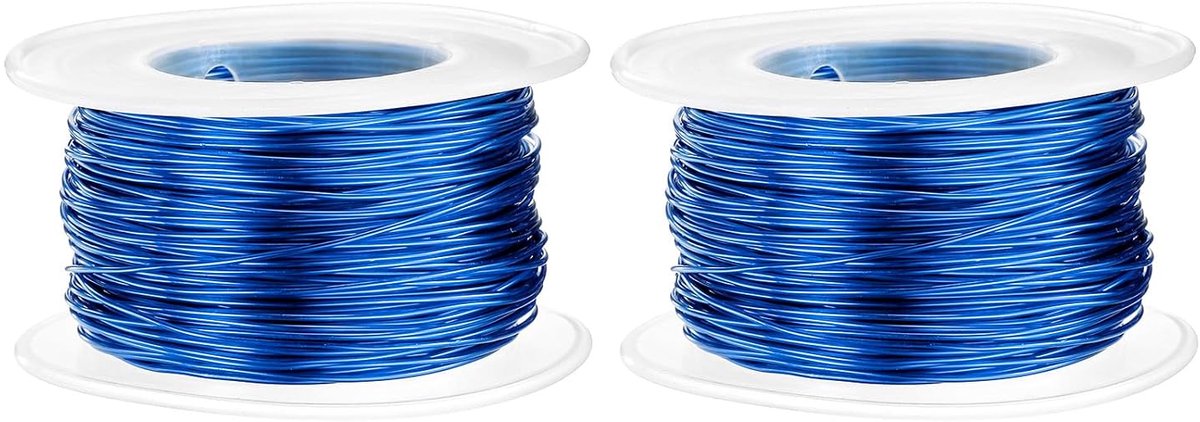 Draad, 2 stuks, 20 gauge, 0,8 mm, 30 meter, flexibel, flexibel, geanodiseerd metaal, sieraden, modelleerdraad voor sieraden, modelbouw, doe-het-zelf, saffierblauw