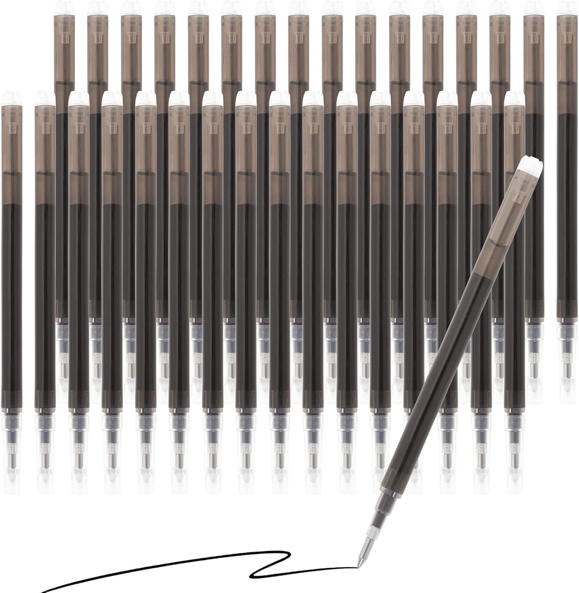 Set van 33 uitwisbare stiften, zwarte gelinkt, 0,7 mm fijne punt, compatibel met Pilot Frixion pennen, duurzaam, zacht schrijfgevoel, premium kwaliteit, ideaal voor scholieren