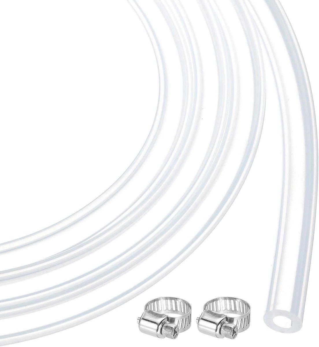 Transparante siliconen rubberen slang, 4 mm x 6 mm, flexibele luchtslang voor wenkbrauwen, wijnproductie, pomp, sifon, 1/4 inch OD, met 2 klemmen