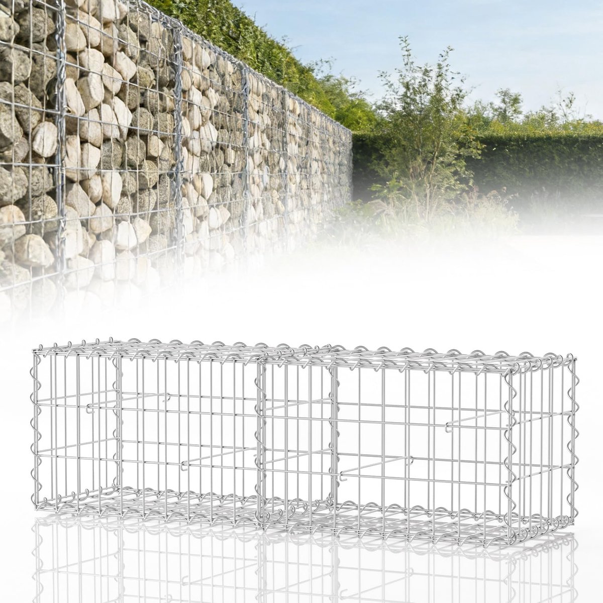 100 x 30 x 30 cm, schanskorven van verzinkt staal, 4 mm draaddikte, 5 x 10 cm maaswijdte, schanskorven voor schanskorven omheining en tuin, geschikt voor stenen van 6-12 cm