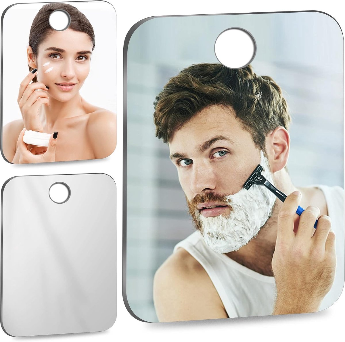 Douchespiegel voor scheerspiegel (klein, 2 stuks, 6 "x 4") 80% goedkoper dan origineel, onbreekbaar luxe plexiglas make-up reizen camping spiegels, mannen muur opknoping mistvrije handheld