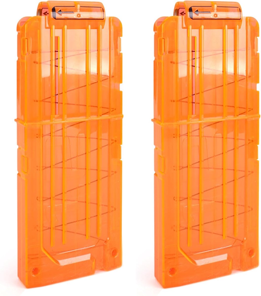 2 Stuks Clipmagazijnen voor Nerf N Strike – 12-Darts Clipmagazijn, Snel te Herladen Dartsclipmagazijn voor Nerf N-Strike Elite Series Speelgoedgeweren (Transparant oranje, 12‑clip)