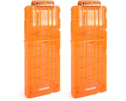 2 Stuks Clipmagazijnen voor Nerf N Strike – 12-Darts Clipmagazijn, Snel te Herladen Dartsclipmagazijn voor Nerf N-Strike Elite Series Speelgoedgeweren (Transparant oranje, 12‑clip)