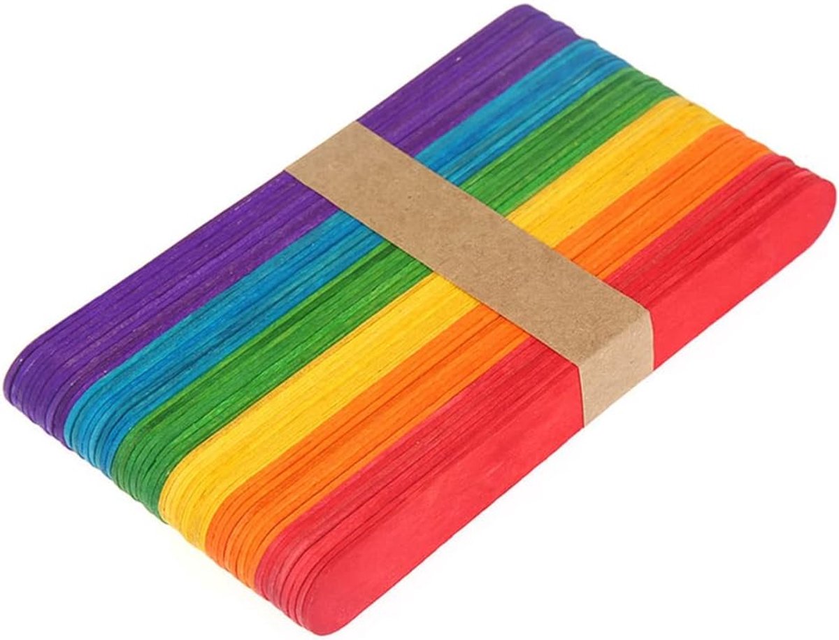 50 STKS Lolly Sticks Lolly Sticks Houten Ijs Sticks Veelkleurige ijslolly Natuurlijke Houten Lolly Ijs Lolly Sticks voor Ambacht Project (11,5 x 1,5 cm Kleurrijk)