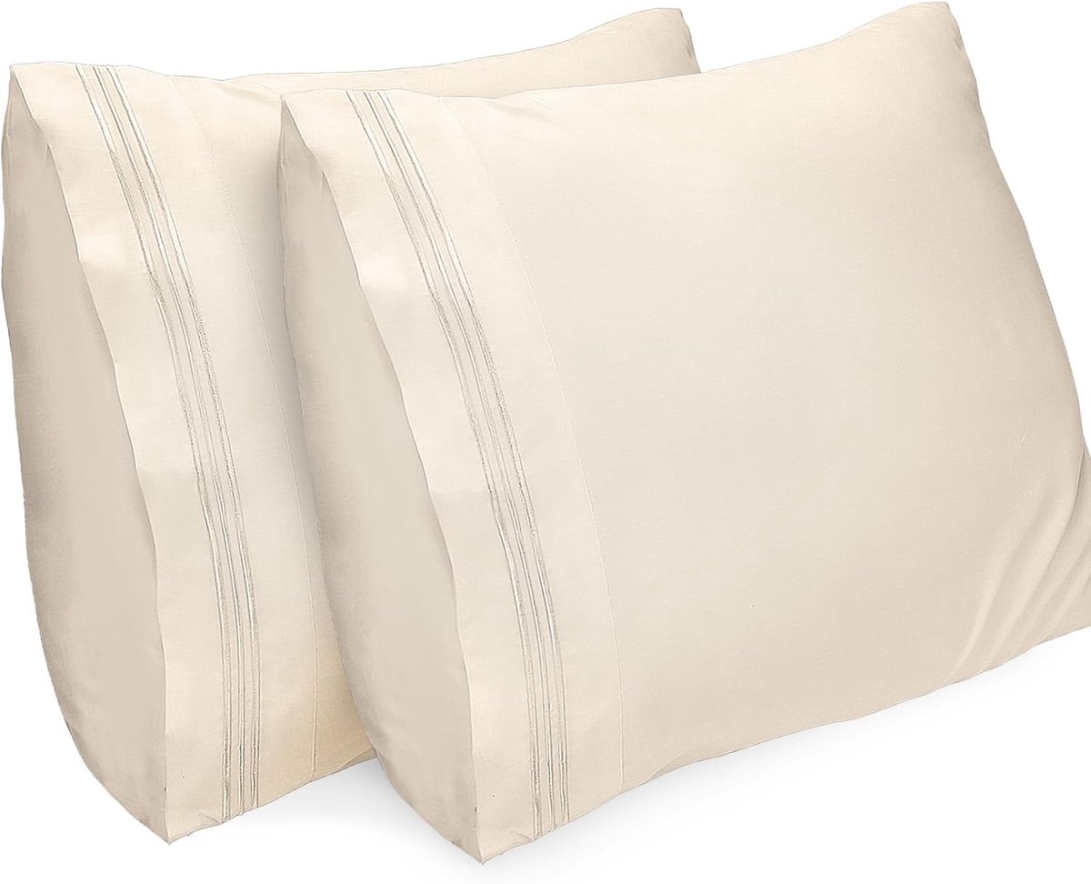 Kussenslopen, Standaard Formaat Zacht Effen Kleur Microfiber Satijnen Kussensloop, Envelop Sluiting Kreukvrij Vervagingsbestendig Ademend (50x50 cm, Beige)
