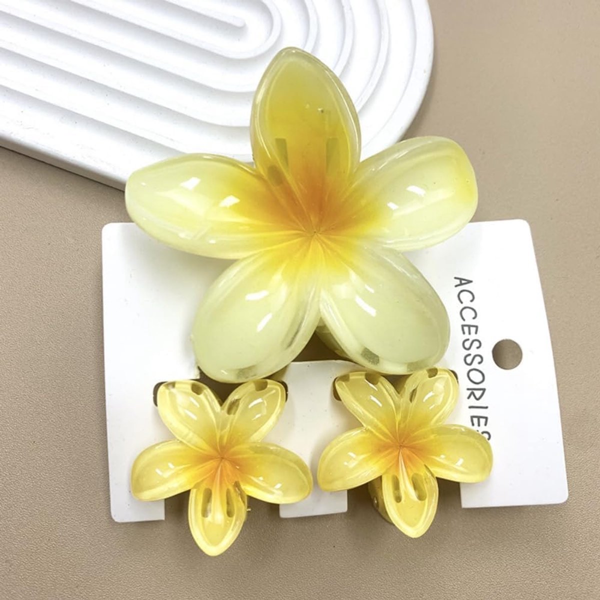 Haarspelden, bloemen haarspelden voor vrouwen, Hawaiiaanse bloemenhaarklem, antislip bloemenspelden, haarspeld, bloem, haarstylingaccessoires voor dik, dun haar, geel