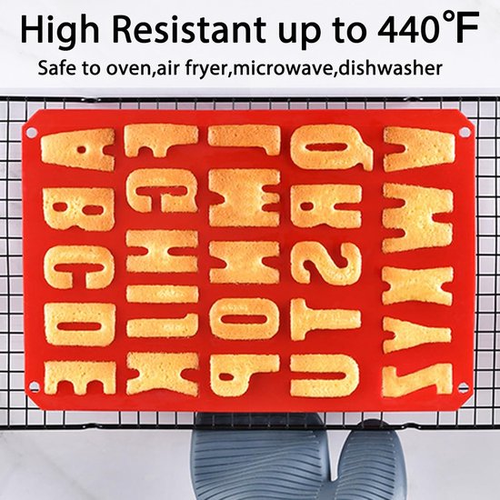 alfabet letters bakvorm, 33 x 22,5 cm, rood, voor cake en snoep — afbeelding 3