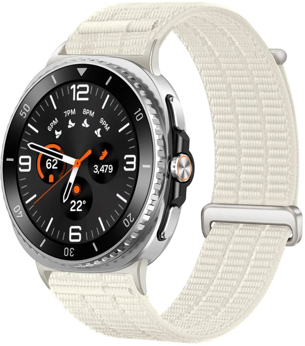 Strap-it Nylon 'Air' bandje geschikt voor Samsung Galaxy Watch 9 (40/44mm) / Watch 8 (40/44mm) / Classic (46mm) - Sterrenlicht