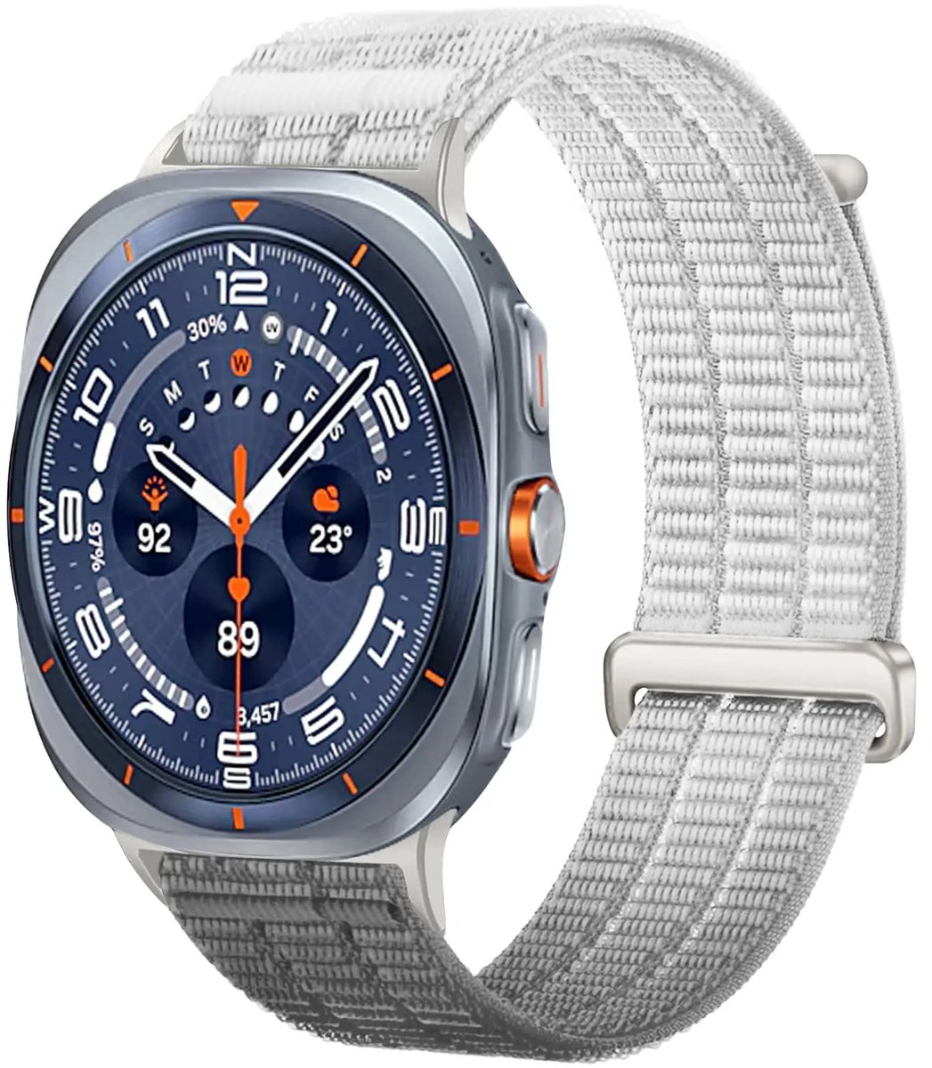 Strap-it Nylon 'Air' bandje geschikt voor Samsung Galaxy Watch Ultra 2 (2026) / Ultra (2024/2025) - Gradient Grijs
