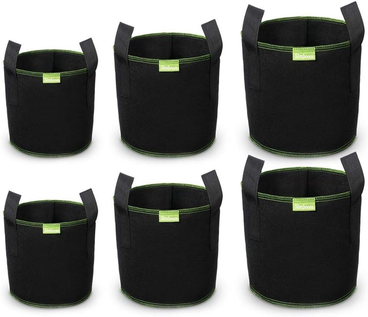 Plantzakken set van 6 - non-woven stof - met handvatten - bevorder de wortelgroei - ShopVlot