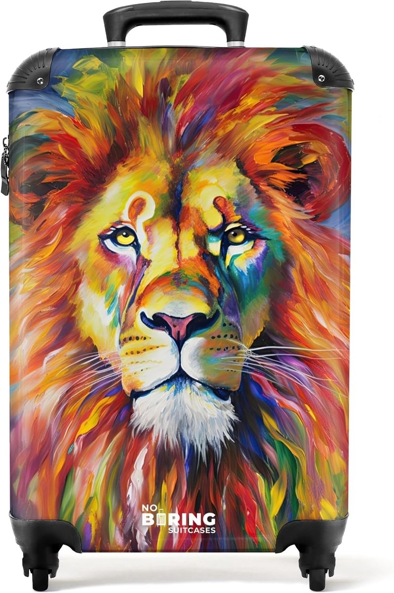 Reistas 55x40x20 cm - Olieverfschilderij Leeuw - Lichtgewicht 2.6 kg - Veilig met TSA-slot - ShopVlot