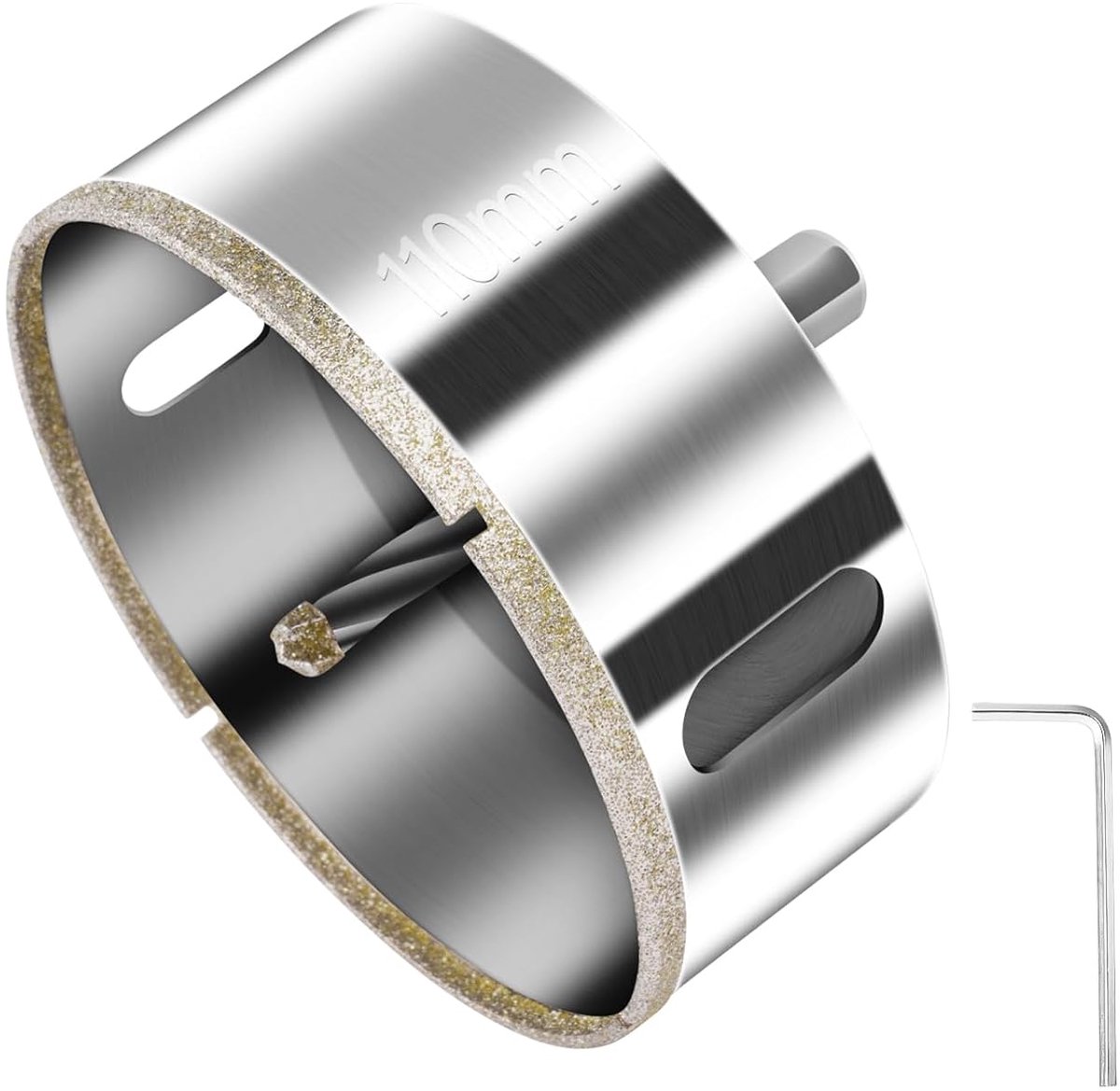 SnelShoppen - 110mm Diamant Boor met Centrale Lamp | Hoge Sterkte Koolstofstaal, Precisie Positionering, Nauwkeurige Snede voor Glas, Tegels, Keramiek