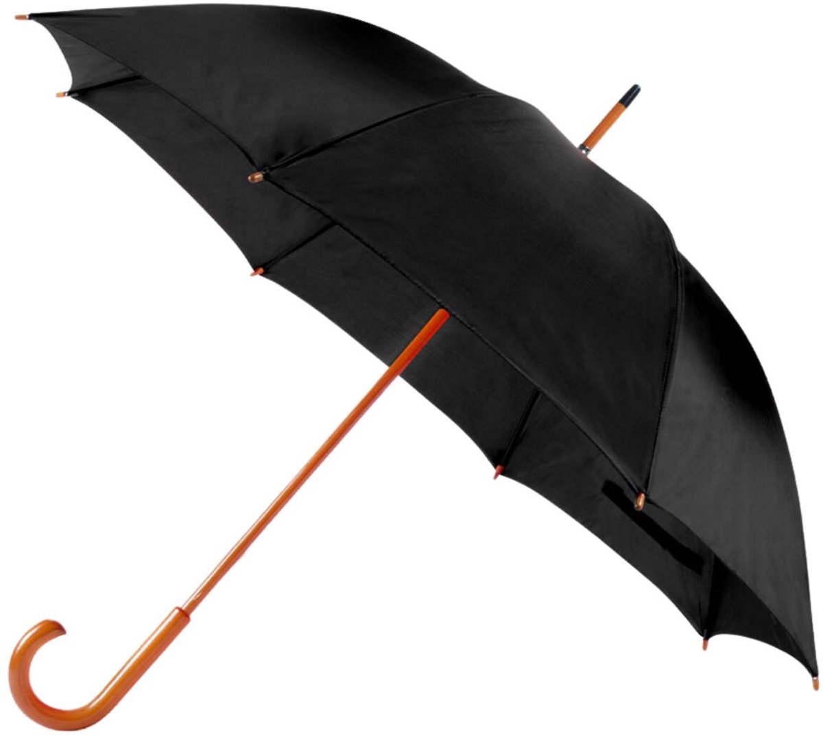 Bellatio Design Paraplu Dryfeet - zwart - dia 105 cm - 85 cm lang - 8 panels - regen - polyester/hout - Classic model