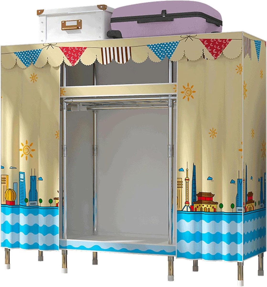 Draagbare kledingkast - Kledingopberger Stoffen - Kleding Opbergen - Stof- en waterdicht - 163cm - Geel