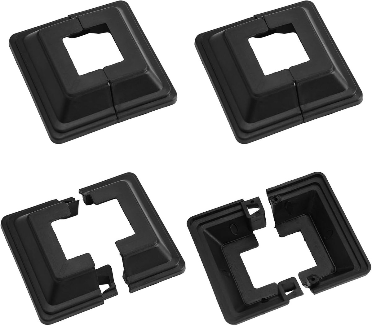 Post Base Cover 25x25mm - Zwart Kunststof - Decoratieve Platte Railing Afdekking - Beschermt en Verfraait - ShopVlot