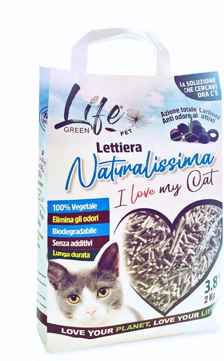 SnelShoppen - Natuurlijke Kattenbakvulling 2 kg Geactiveerde Koolstof met Erwtvezel en Maïszetmeel Biologisch Afbreekbaar Klonterend 3.8 L Geur Neutra