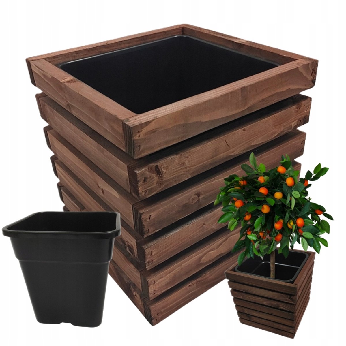 Houten Tuinpot Terras Balkon met 11L Inzet - Duurzaam & Stijlvol