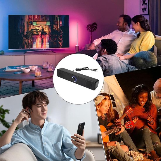 Draadloze Soundbar - Tafelluidspreker Bureau speaker - Muziek en films - Volledige geluidskwaliteit - 7 x 8 x 7 cm — afbeelding 2