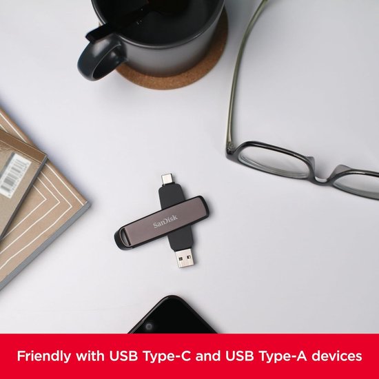 USB C en A Flash Drive - Dual Drive Geheugenstick - Bestanden Overzetten - Hoge Snelheid - 256 GB - Zwart — afbeelding 4