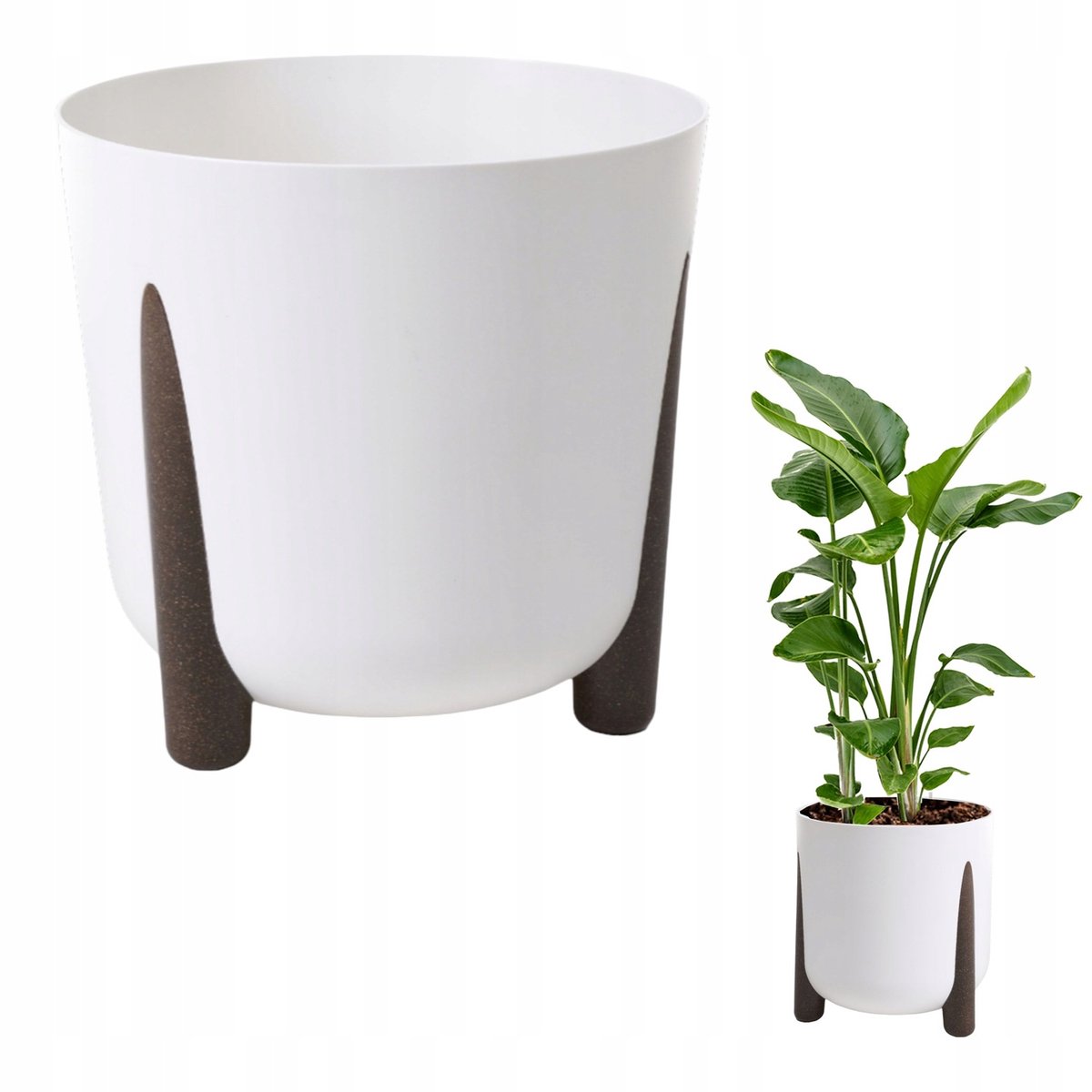 Merkloze Witte Plantenbak op Poten - 24cm Diameter, 24cm Hoogte
