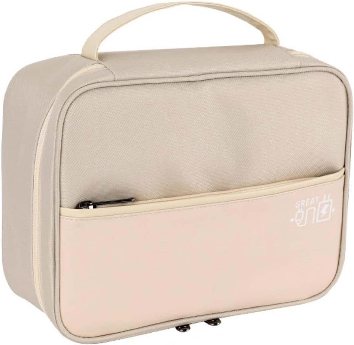Elektronische accessoire tas - grote kabelorganizer - beige - ideaal voor opladers en SD-kaarten - ShopVlot