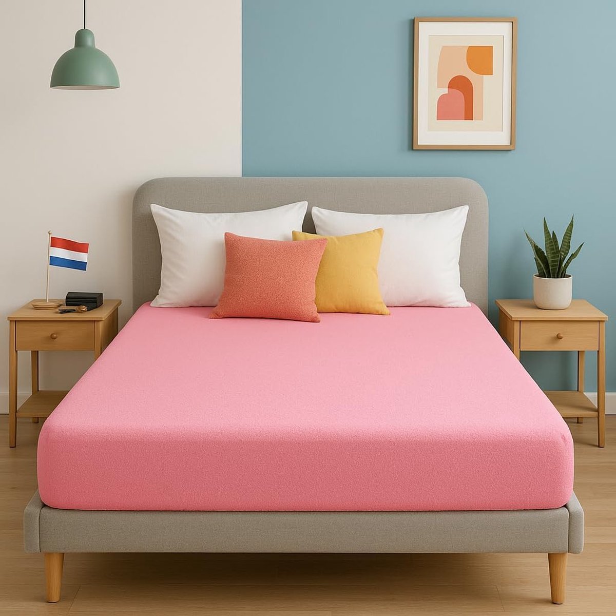 Premium Terry Hoeslaken – Zacht, Absorberend & Duurzaam (160 GSM, 80% Katoen / 20% Polyester) – Rekbare Diepe Hoeken voor Goede Pasvorm (Roze, 120×200+30 cm)